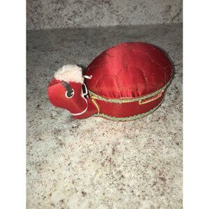Vintage Satin Covered Turtle-Shaped Pin Cushion Sewing Box